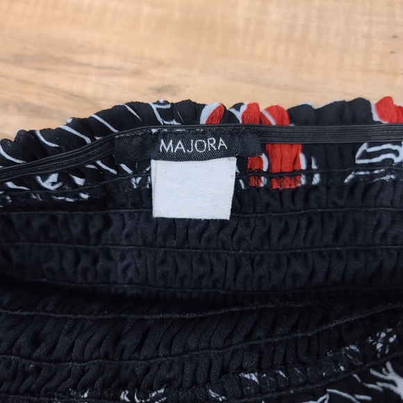 Black and red floral print strapless dress - Picture 4 of 4